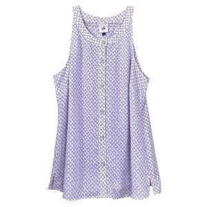 Cabi Ditsy Floral Print Buttoned Sleeveless Tank Top Lavender Purple Size Small